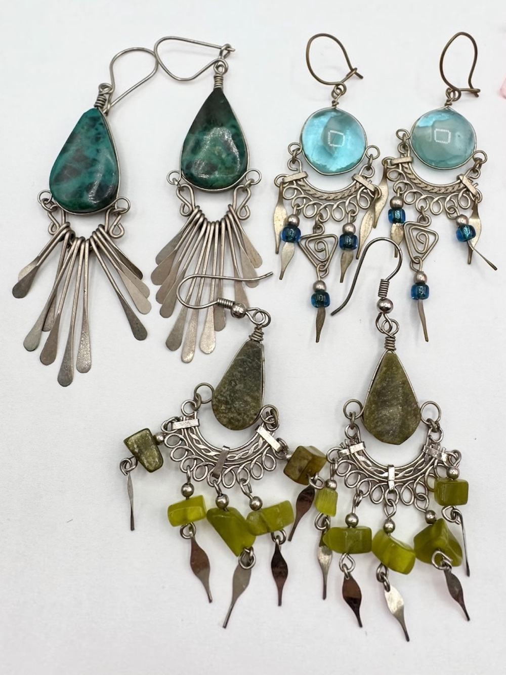 Peruvian Wirework Dangle Earring Lot Festival Boho Beachy Summer Ethnic Artisan